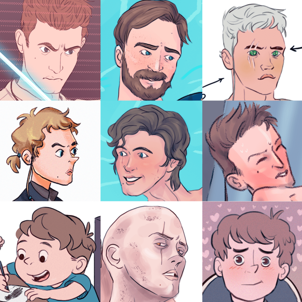 A sampling of nine of Bere Weillschmidt's Star Wars character portraits